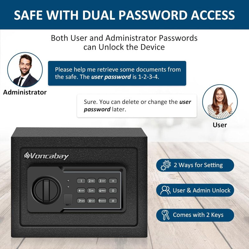 Fireproof Money Safe Box with Digital Keypad and Emergency Power