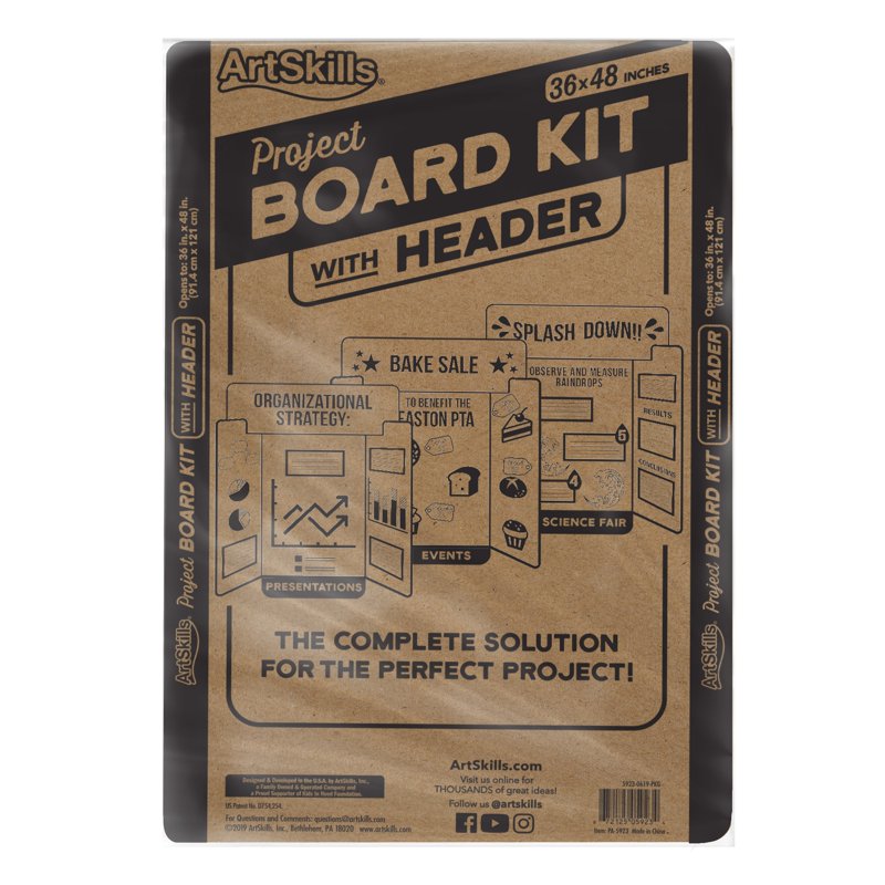 36x48 Inch White Tri-Fold Display Board Kit for School and Office Projects