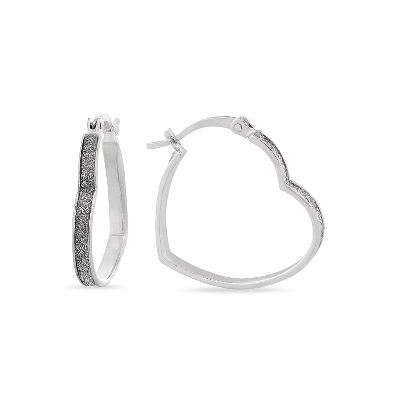 Sterling Silver Cubic Zirconia Earring Set with Heart Hoop and Studs