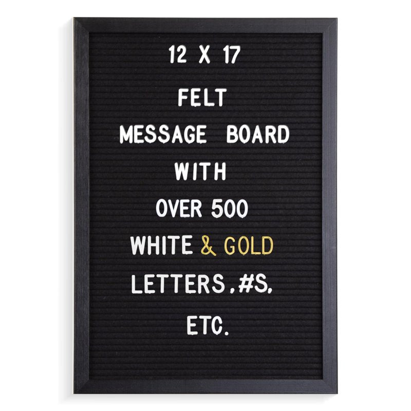 Wood Framed Felt Letter Board 12x17 Inch Changeable Message Board with Stand and Wall Mount