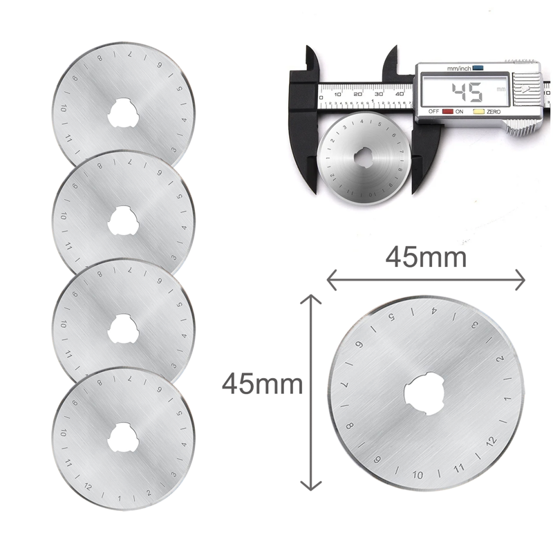 10 Pcs 45mm Rotary Cutter Blades for Fabric Quilting Sewing Replacement Sharp Blades