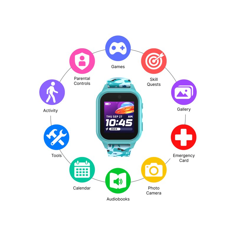 Kids Smartwatch with Camera, Audiobooks, Games, Waterproof - Blue