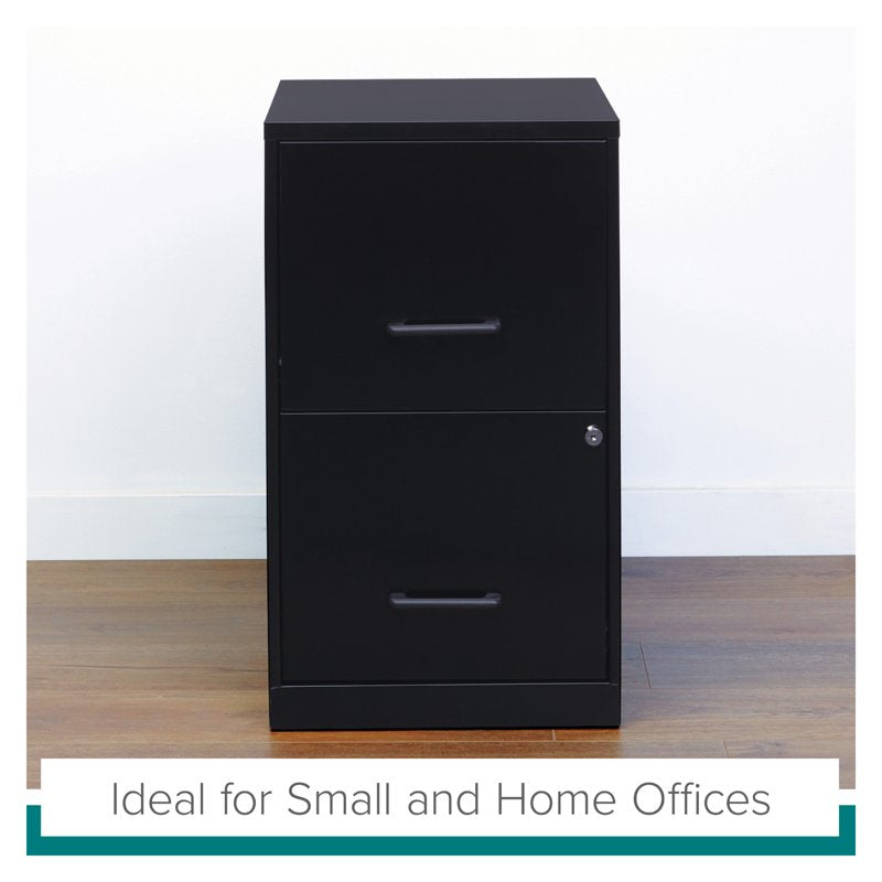 18-Inch Deep 2-Drawer Metal File Cabinet in Black for Office & Home