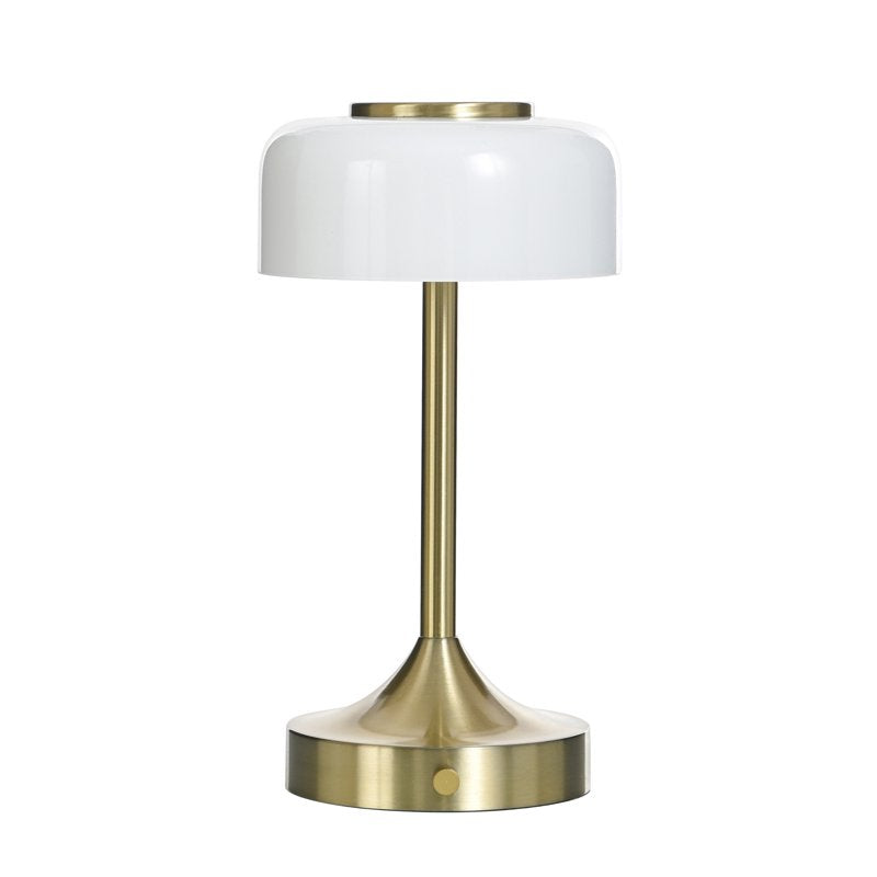 Rechargeable Milk Glass Table Lamp with Touch Controls - Compact Bedside Light