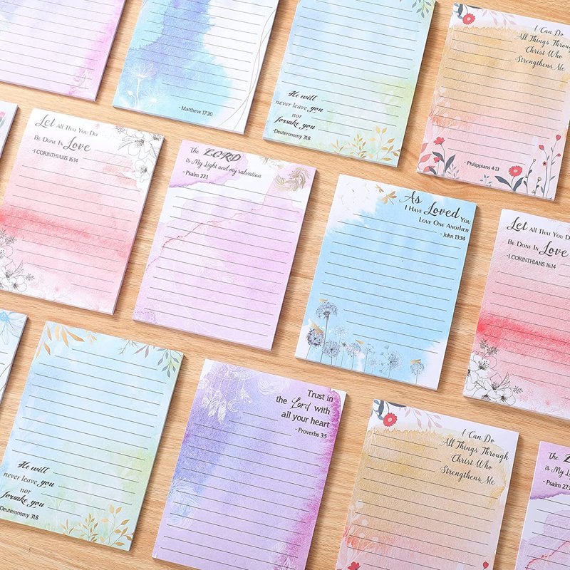 Christian Notepads 8 Pack Inspirational Floral Design Sticky Notes Religious Quotes 4x5.5 Inch