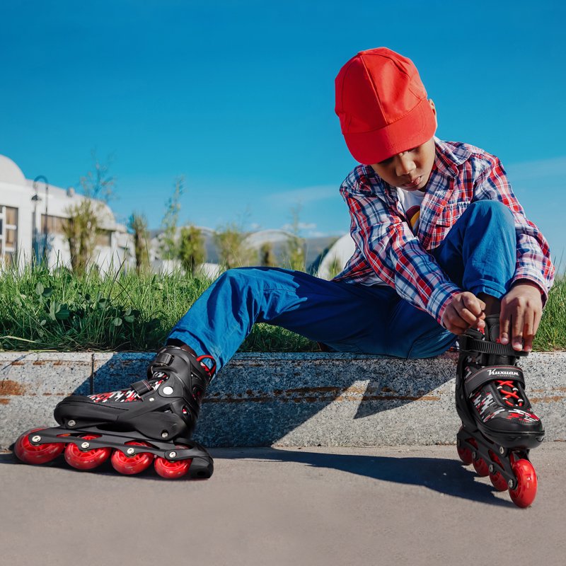 Kids & Adults Adjustable Light-Up Inline Skates for Outdoor Fun