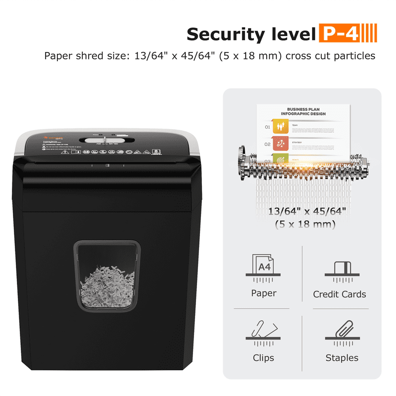 8-Sheet Cross Cut Paper Shredder for Home Office Security & Privacy