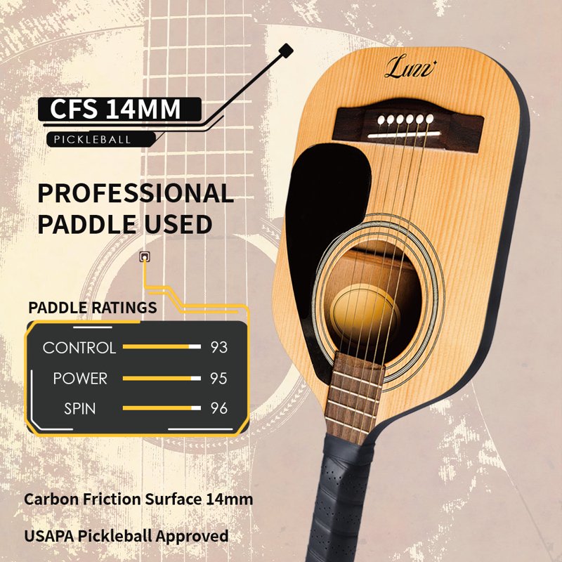 Luzz Pickleball Paddle – Carbon Fiber Frameless T700 14mm Core, Guitar Variation