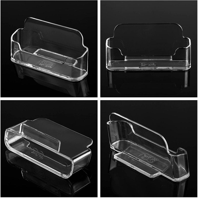 Acrylic Business Card Holders 3 Pack - Clear Desk Organizer Display