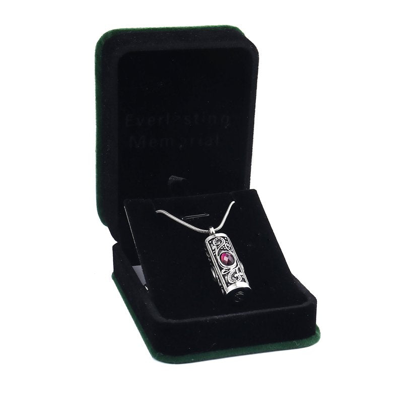 Women's Cremation Necklace with Rhinestones Stainless Steel Keepsake Pendant