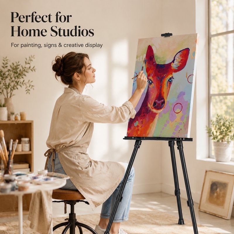 Adjustable Folding Metal Easel Stand for Paintings Signs & Displays