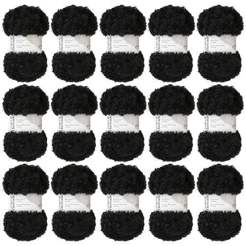 Faux Fur Yarn Bulk Pack for Knitting Crochet & Weaving - Super Bulky 15 Pack