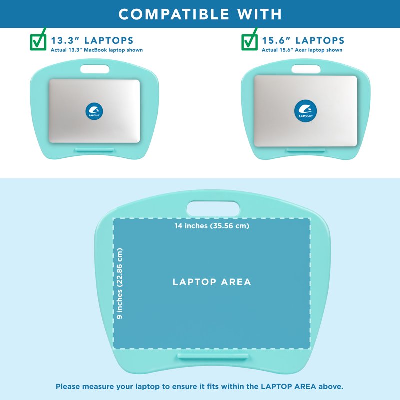 LapGear Lap Desk with Cushion & Ventilation for 15.6-Inch Laptops - Aqua Sky