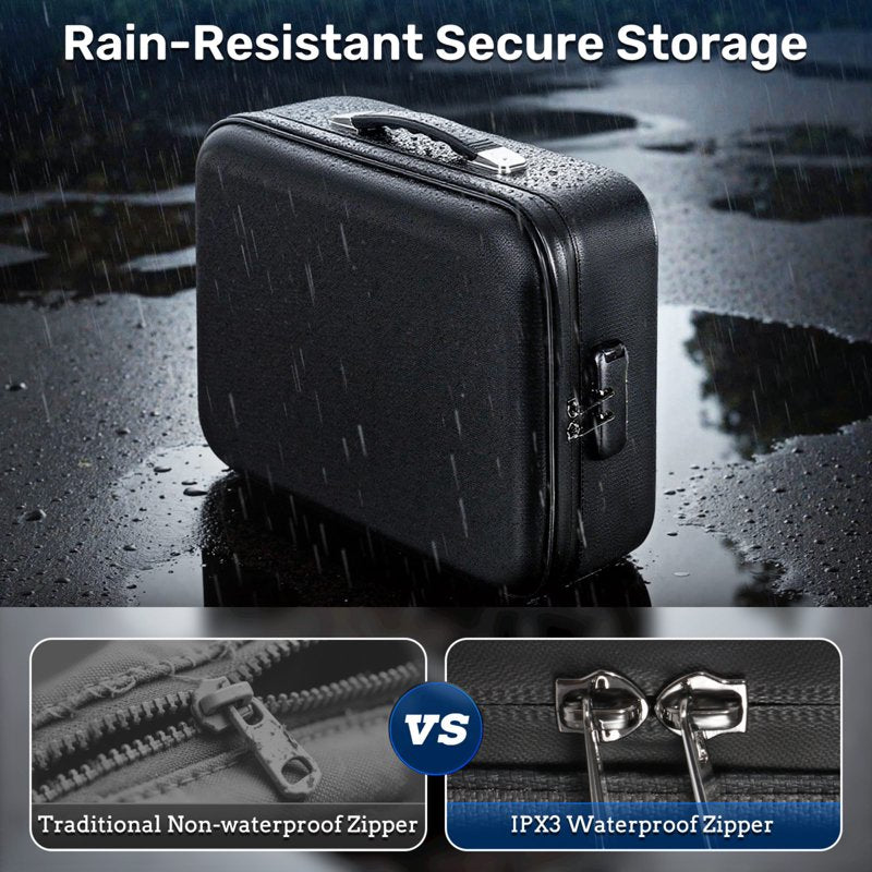 Fireproof Document Box with Lock Waterproof Hard Shell Safe Storage Case