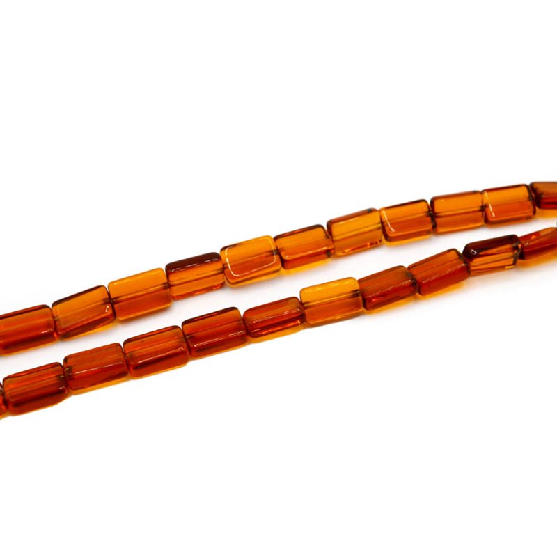 Glass Rectangle Bead Strand for Jewelry Making - Brown, 1 Piece