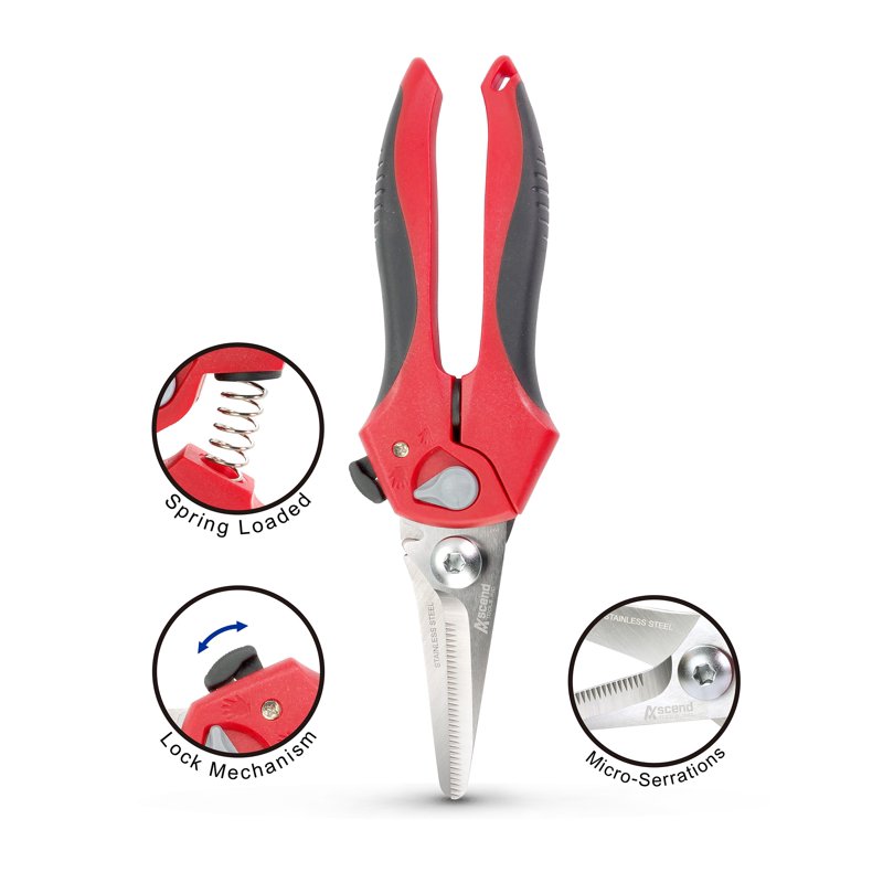 8 Inch Heavy Duty Multipurpose Shears - Industrial Utility Cutter with Micro-Serrated Blades (Variation: 8" SCutter)