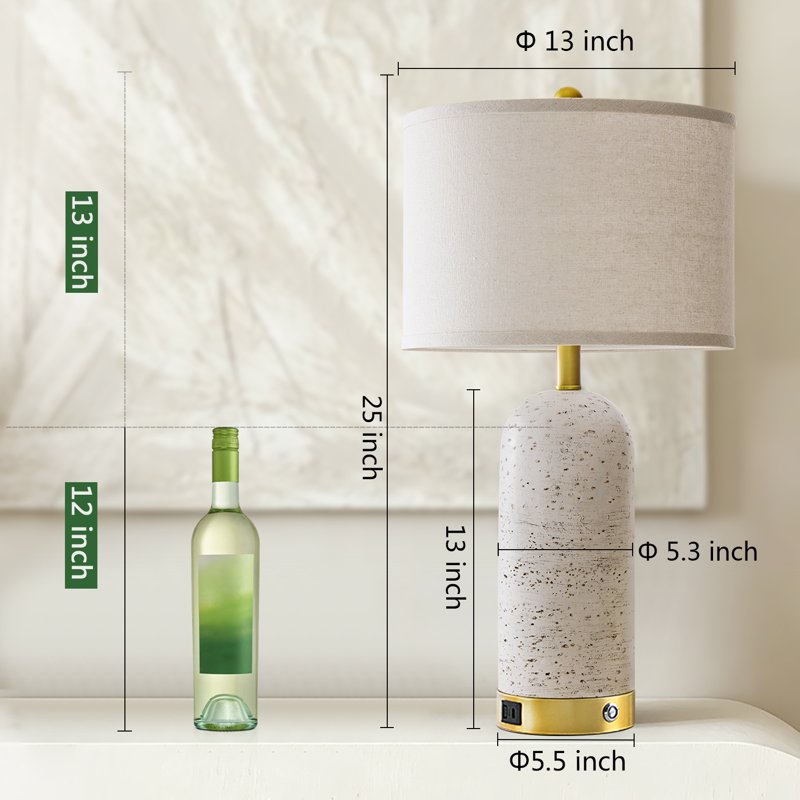 Modern Set of 2 25-Inch Touch Control Bedside Table Lamps with Linen Shades