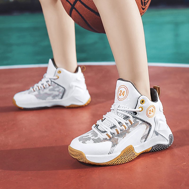 Kids Basketball Sneakers Breathable Mesh Non-Slip Sport Shoes for Boys Girls