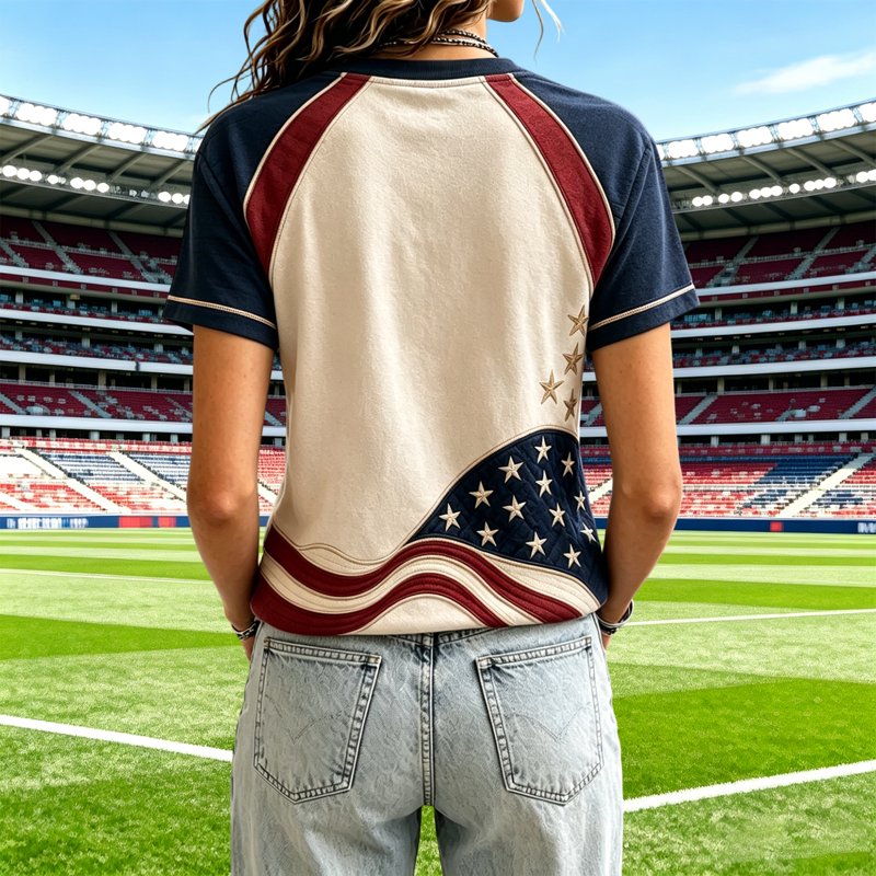 Light Blue XL USA Soccer Jersey for Women - 2026 Cup V-Neck Patriotic Graphic Tee