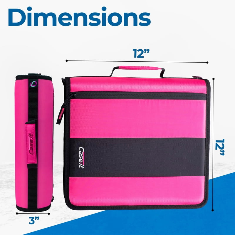 Zipper Binder with 2-Inch O-Rings, Multiple Pockets, Shoulder Strap