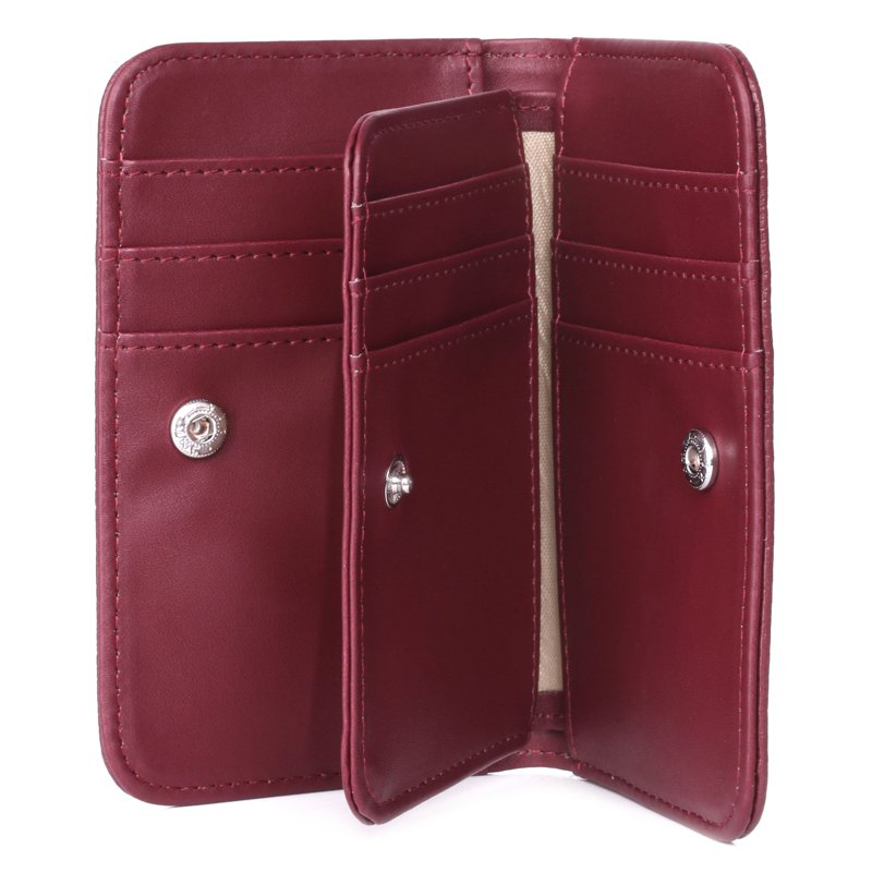 Leather Card Case for Women with Snap Closure - Multiple Colors