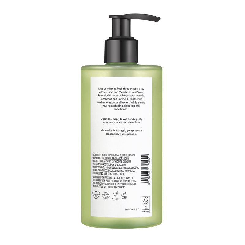 Hand Wash with Lime & Mandarin - 2 Pack, 11.8 oz each - Vegan, Paraben & Sulfate Free
