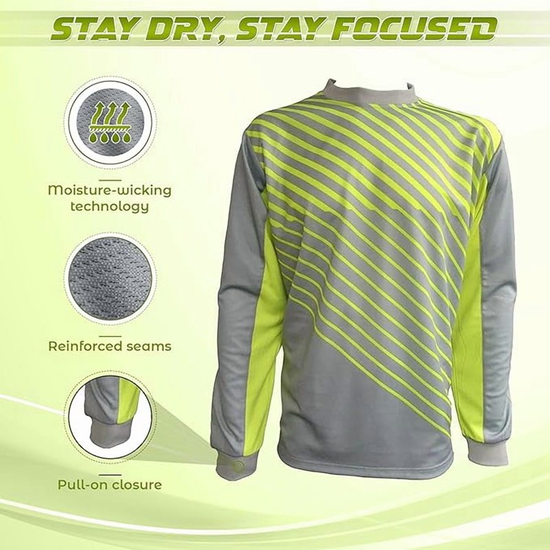 Vizari Arroyo Goalkeeper Jersey - Padded Long Sleeve Goalkeeper Jersey for Men & Women, Grey/Yellow, Size L
