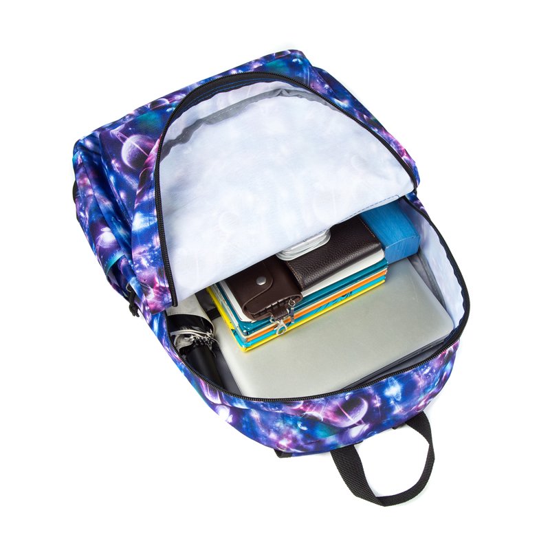 Unisex Printed School Backpack Laptop Tablet Travel Daypack - Galaxy Pattern