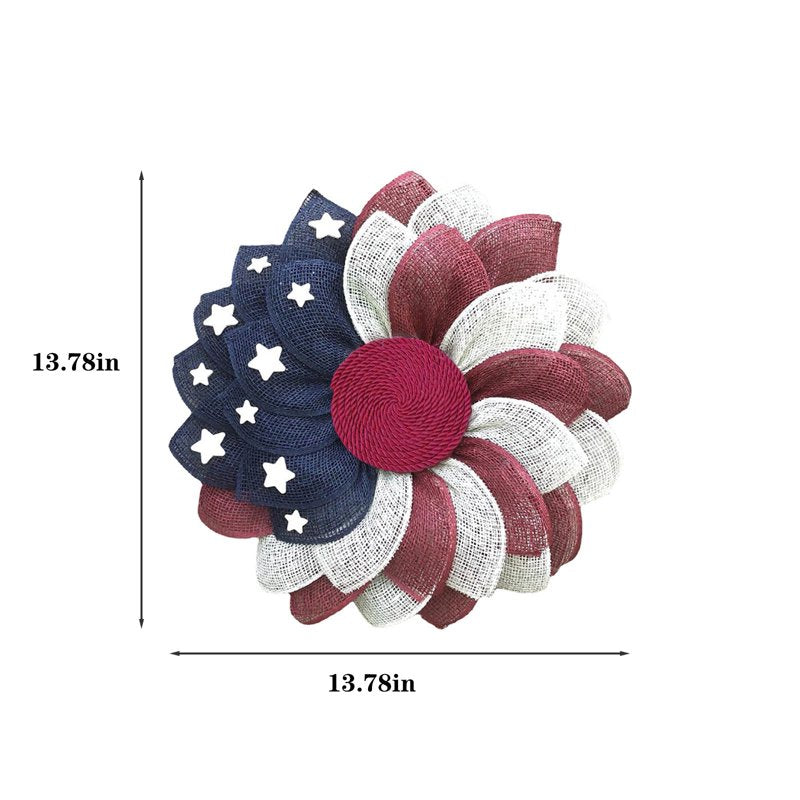 Patriotic 4th of July Wreath for Front Door Summer Holiday Decor Red White Blue