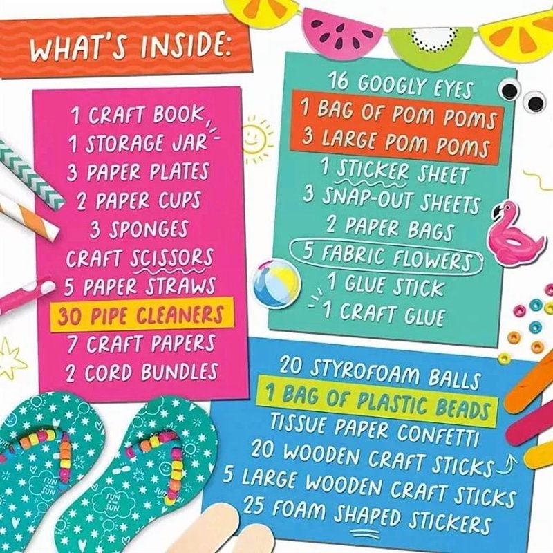 Kids Art & Craft Kit with 200+ Supplies - Summer Creativity Jar for Children