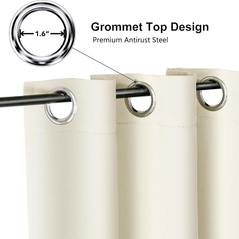 Grey Birch Tree Nature Forest Window Curtains for Bedroom & Living Room – Blackout Thermal Drapes, Grommet Style, Pack of 2