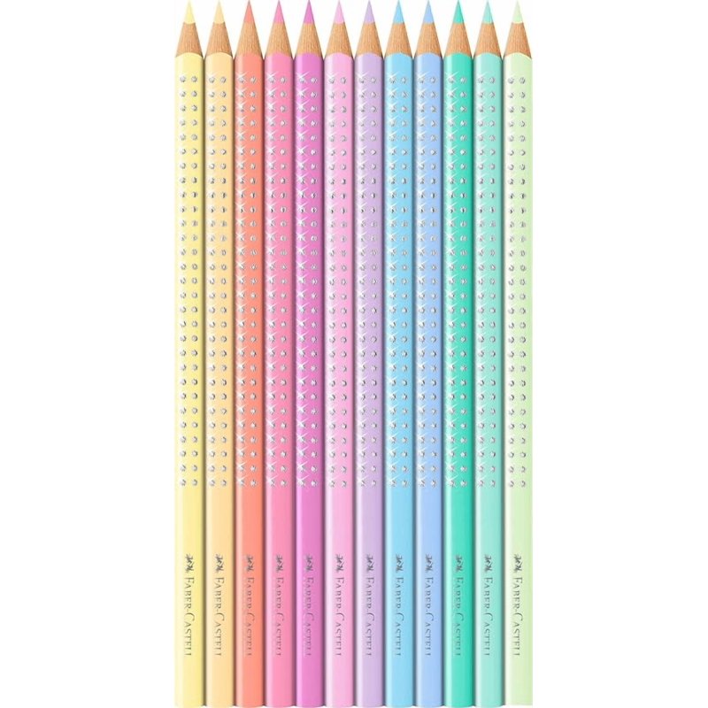 Faber-Castell Sparkle Pastel Coloring Pencils Set of 12 with Metal Case