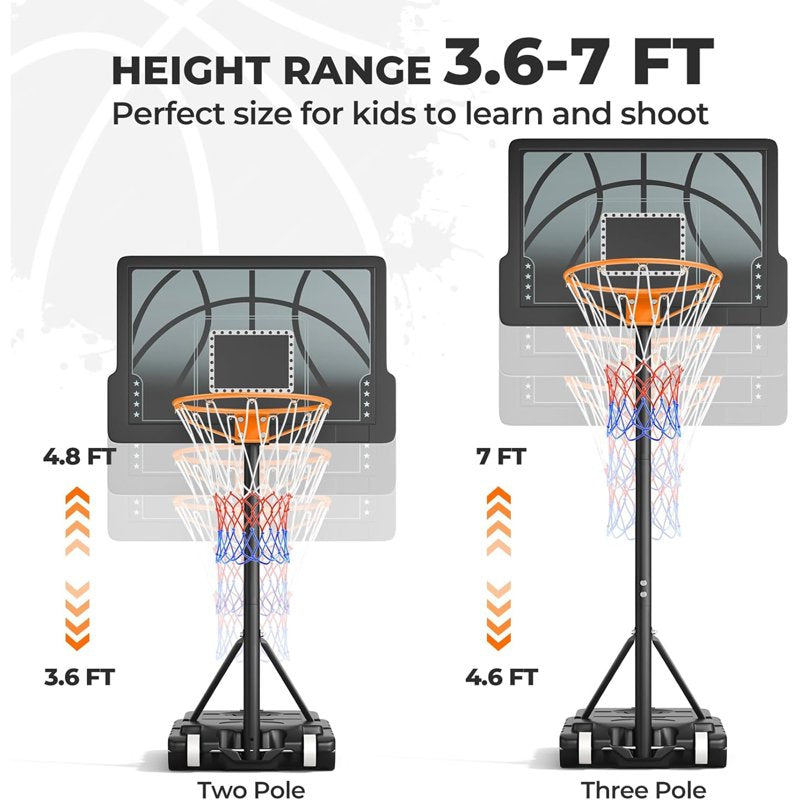 30-Inch Portable Kids Basketball Hoop with Adjustable Height & Stable Base