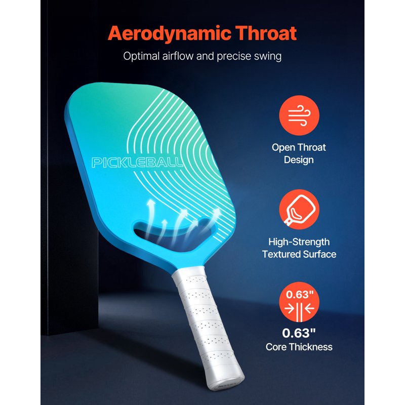 Vevor Pickleball Paddle with Aero Throat Carbon Fiber Surface & Honeycomb Core