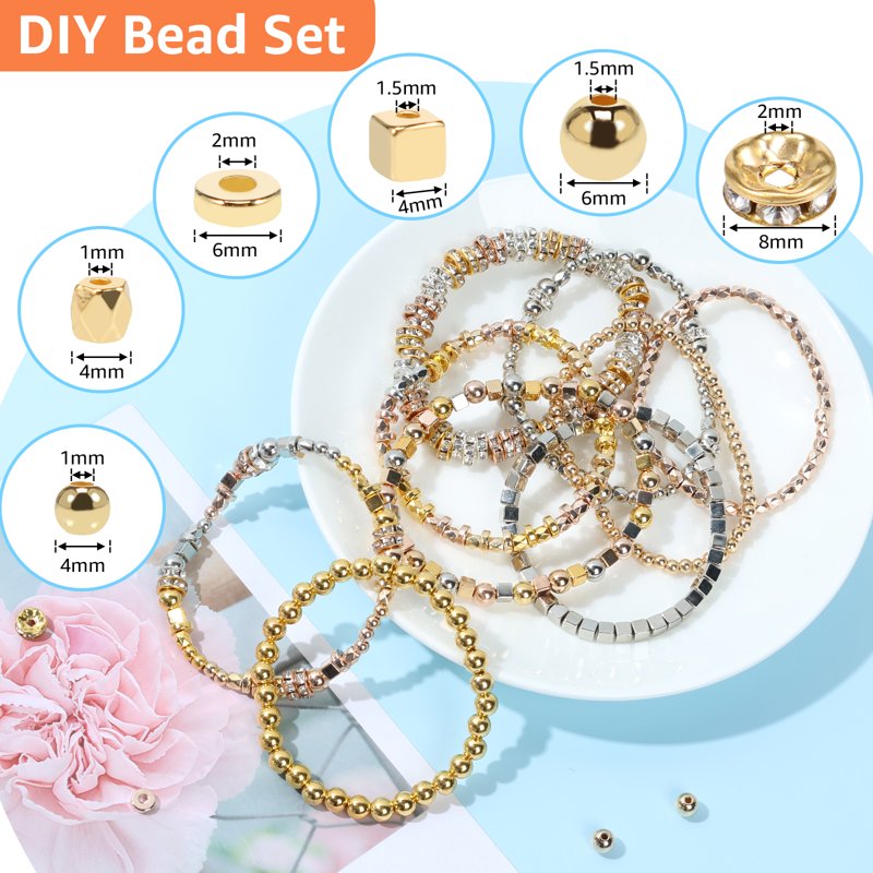 Gold Spacer Beads Set 3820 Pieces Assorted Jewelry Making Components