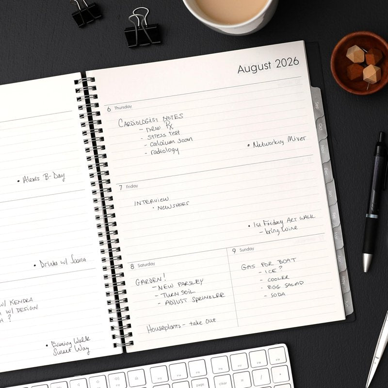 Academic Year Planner Calendar 2026-2027 Weekly & Monthly, 8.5x11, Wirebound, Laminated Tabs