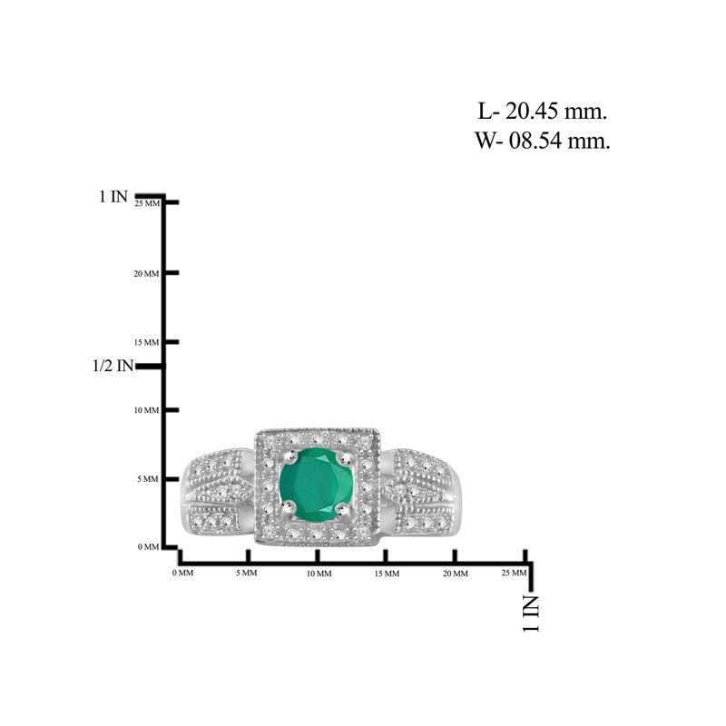 Emerald Birthstone Ring 0.45 Carat Sterling Silver Jewelry for Women