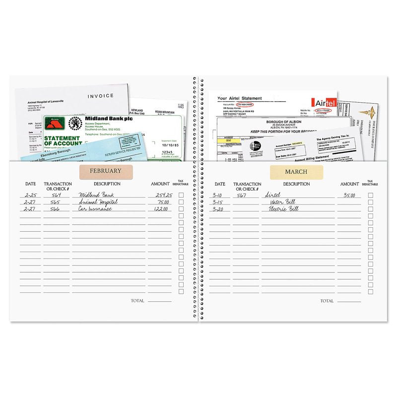 Spiral Bill Paying Organizer - 14 Pocket File Folder with Receipt Storage