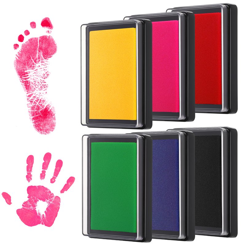Reusable Baby Footprint Ink Pad Set - Non-Toxic, Washable, 6 Colors