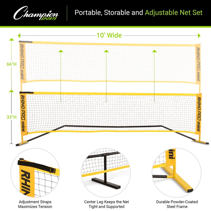 Portable Racquet Sport Net for Volleyball, Tennis, Pickleball & Badminton - 10ft Adjustable