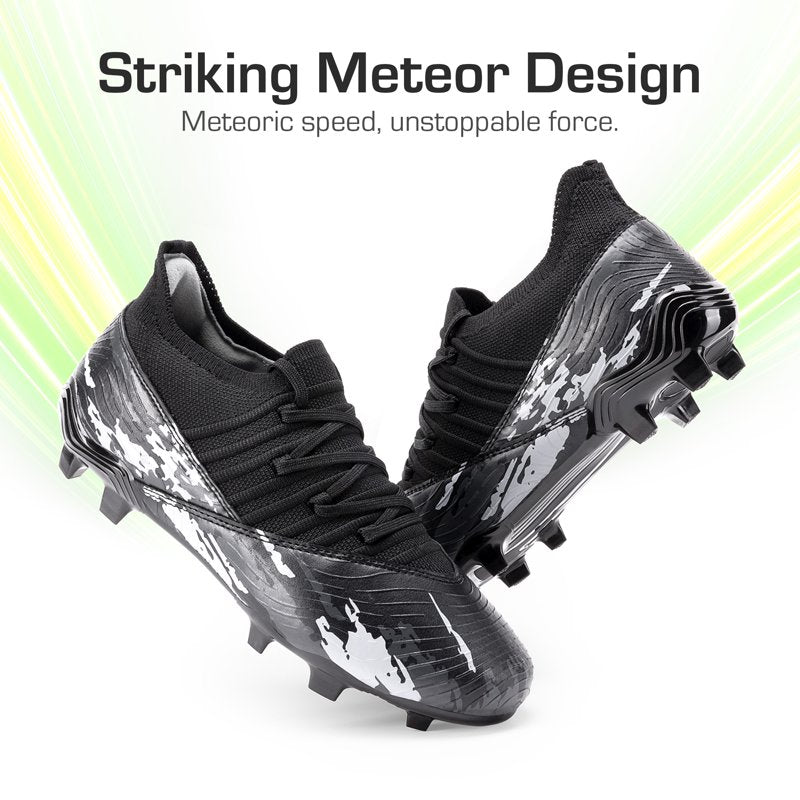 Dream Pairs Kids Soccer Cleats Mid-Top Outdoor Football Shoes - Black, Size Variation 5