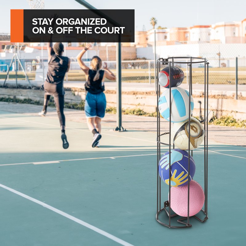 Wall-Mounted Ball Storage Rack for Garage Sports Equipment Organizer