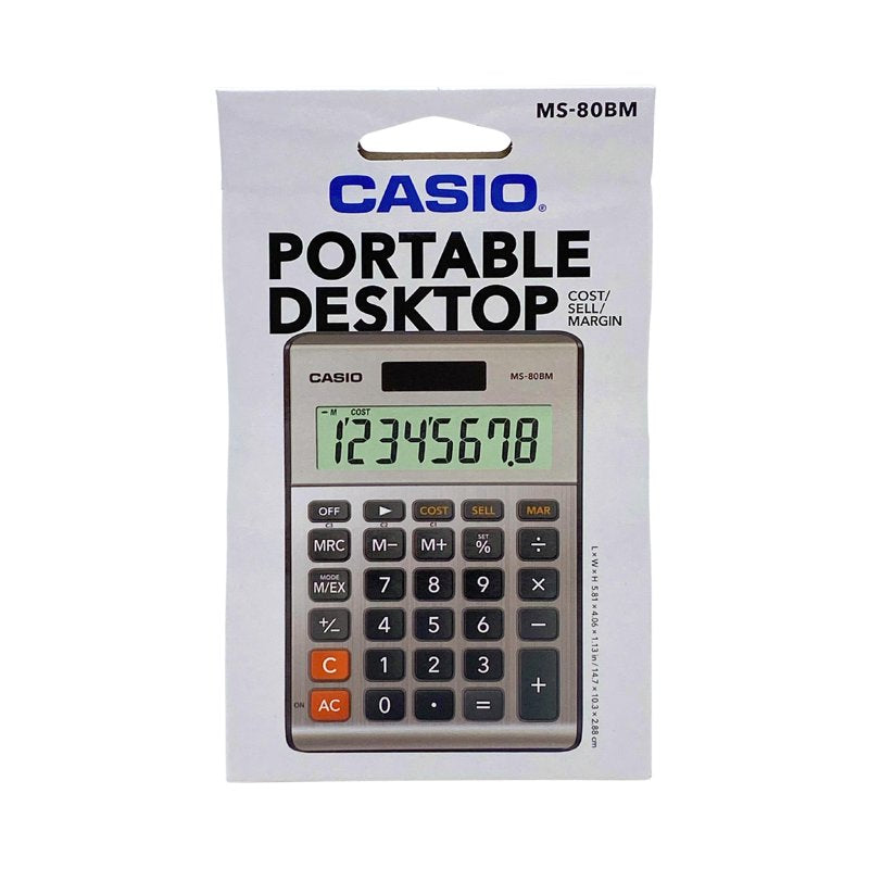 Casio MS-80BM 8-Digit Desktop Calculator with Cost/Sell/Margin Keys, Solar & Battery Power