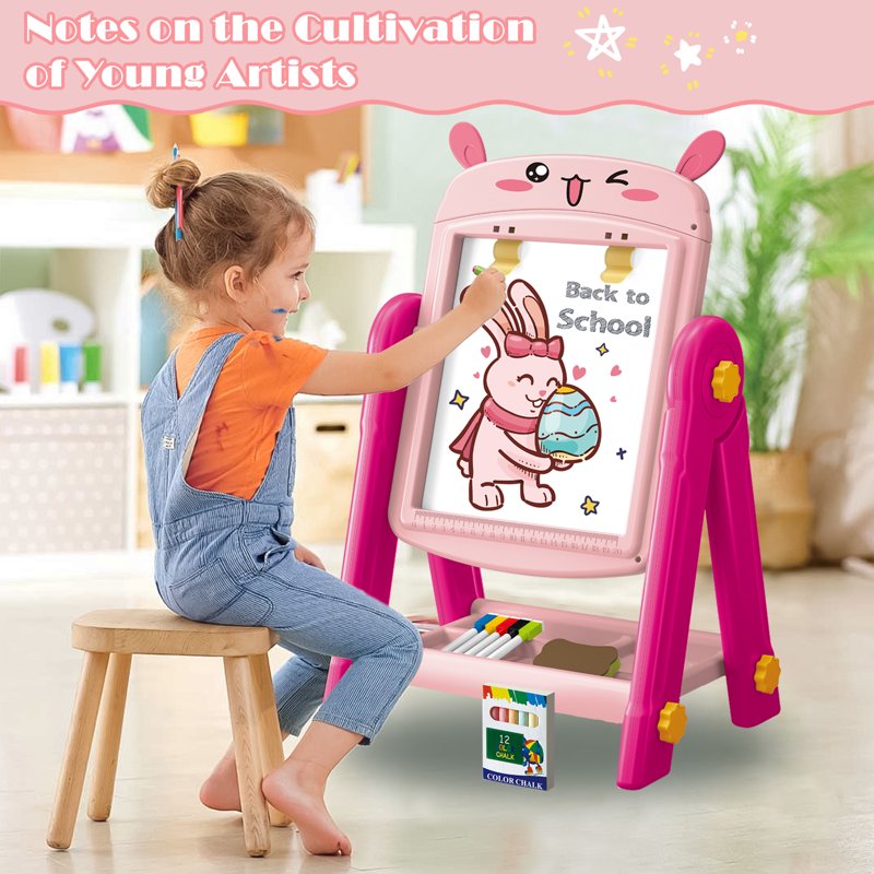 Kids Magnetic Drawing Easel - Double-Sided Art & Learning Board for 3-8 Year Olds