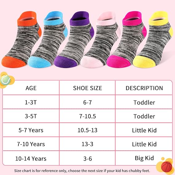 GENTABY 12 Pairs Girls Cotton Ankle Socks - Mixed Color 4-7 Years
