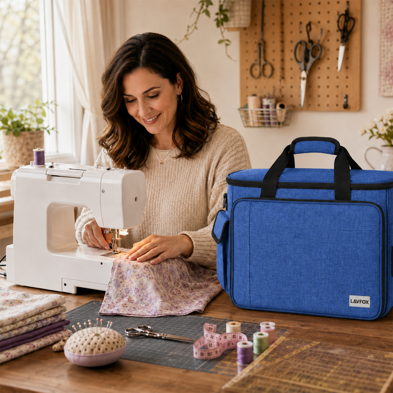 Portable Sewing Machine Carrying Case with Shoulder Strap - Water-Resistant, Padded Storage Bag