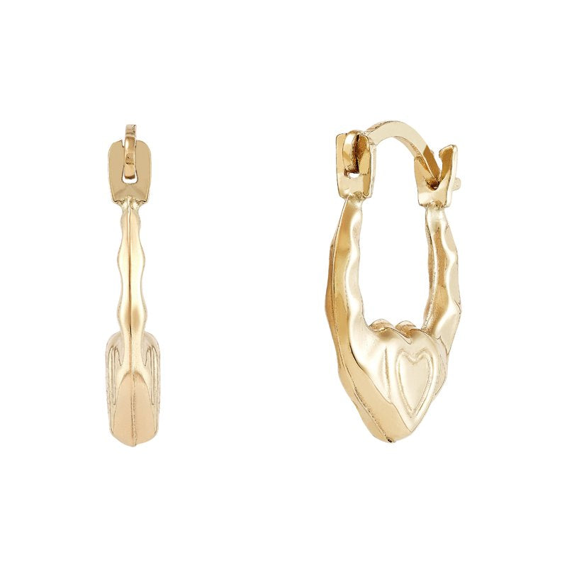 Kids 10K Yellow Gold Heart Hoop Earrings - Lightweight & Fun Jewelry
