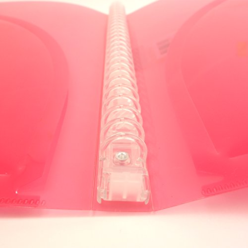 Slim Colorful B5 Double Pocket Binder with 26 Holes - Pink, Blue, Clear