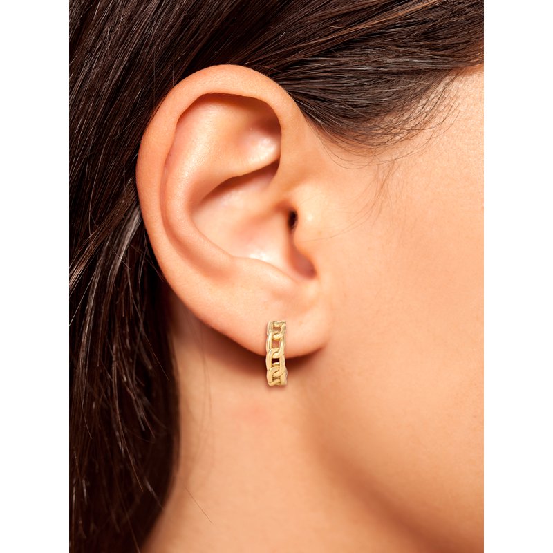 Sterling Silver Gold Plated Chain Hoop Earrings for Women