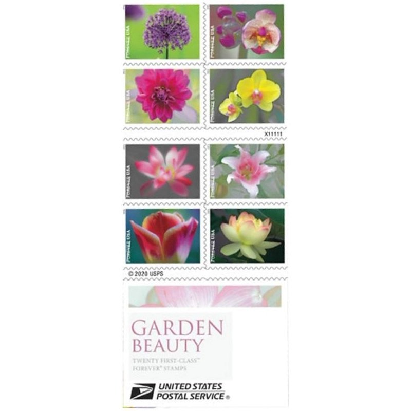 USPS Garden Beauty 2021 Forever Postage Stamp Booklet - 20 First-Class Flowers